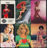 1969-1986 10 db hölgyeket ábrázoló kártyanaptár, köztük erotikus is