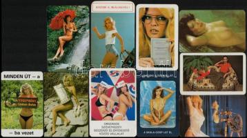 1980-1989 10 db hölgyeket ábrázoló kártyanaptár, köztük erotikus is