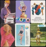 1974-1989 10 db hölgyeket ábrázoló kártyanaptár, köztük erotikus is