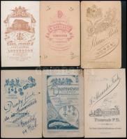 cca 1870-1890 Portrék, 6 db vizitkártya különféle műtermekből (Temesvár, Losonc, Lugos, stb.), 11×6,...