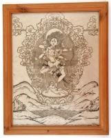 "A harcos Siva", papír, metszet, üvegezett fa keretben, 23x30 cm