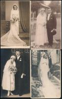 cca 1931-1950 5 db esküvői fénykép, egy részük hátuljukon feliratozva, 9×14 cm