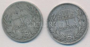 1895KB 1K Ag + 1914KB 1K Ag "Ferenc József" T:2-3