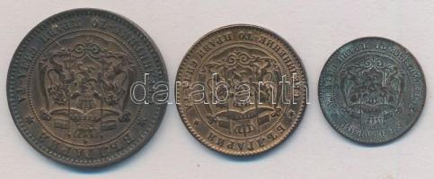 Bulgária 1881. 2s Br + 5s Br + 10s Br T:2,2-
Bulgaria 1881. 2 Stotinki Br + 5 Stotinki Br + 10 Stot...