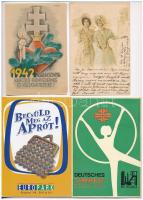 15 db főleg RÉGI képeslap, magyar, művész és katonai, 5 db modern reklám lap / 15 mostly pre-1945 postcards, Hungarian, art and military with 5 modern advertisement postcards