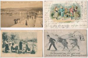 15 db főleg RÉGI képeslap, magyar, művész és katonai, 5 db modern reklám lap / 15 mostly pre-1945 po...