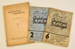 Giay Rudolf: A grafológia tankönyve. Bp.,1926, Apostol Nyomda Rt. Kiadói papírkötés.+ Grafológiai tanulmányok 2.,6. füzetek.