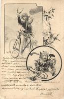 1903 Children on bicycle in costumes. Art Nouveau, B.K.W.I. 660/6. s: Ch. Scolik (EK)