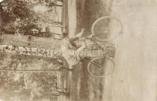 1904 Budapest, 2803-as számú kerékpár férfivel / Man on bicycle. photo (EM)