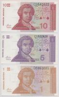 Horvátország 1991. 1D + 5D + 10D T:I Croatia 1991. 1 Dinar + 5 Dinara + 10 Dinara C:UNC