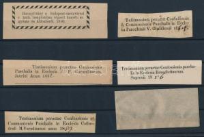 1856-1882 5 db gyónási cédula latin és magyar nyelven + boríték