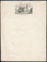 cca 1800-1900 2 db régi levélpapír, a fejlécen firenzei litografált látképekkel