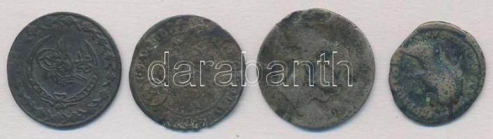 4db-os vegyes sérült, rossz tartású ezüstpénz tétel, közte 1db római denár T:2-,3,4 4pcs of various silver coins in bad condition, including 1pc Roman denarius C:VF,F,G