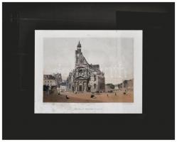 cca 1850 Párizs, église Saint-Étienne-du-Mont, színezett litográfia, Godard - Lédot, plexizett műany...