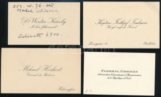 Külföldi nagykövetek, konzulok, attasék aláírásai üdvözlőkártyákon, névjegyeken, közte néhány aláíra...