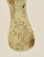 Ezüst (Ag.) monogramos kanál (4 db), jelzett, mesterjeggyel, h:15,5 cm (4×), foltos, nettó:118 g