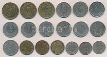 Románia 1924. 1L Cu-Ni (3x) + 2L Cu-Ni (10x) + 1930. 10L Ni-sárgaréz "II. Károly" (3x) + 2...