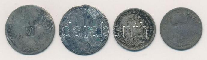 Vegyes: 4db-os rossz tartású ezüstpénz tétel, közte 1871. 10kr "Váltó Pénz" T:3-4