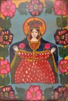 Madonna, kézzel festett erdélyi üvegikon. Kopásokkal 40x27 cm