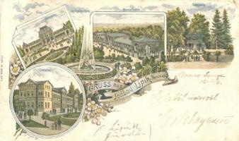 1898 Lipik, Jodbad; Curhotel, Cursalon, Wandelbahn, Jodquelle, L. & F. Weiss / hotel, spa, fountain (EK)