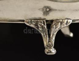 Art deco ezüst kínáló tál (Ag.) csiszolt kristály betéttel. Jelzett, hibátlan. Nettó 148 g / Art dec...