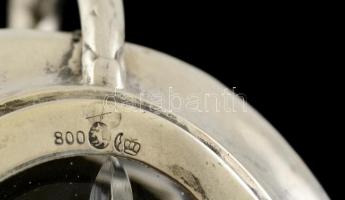 Art deco ezüst kínáló tál (Ag.) csiszolt kristály betéttel. Jelzett, hibátlan. Nettó 148 g / Art dec...