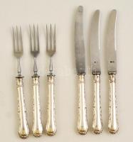 3x2 db ezüst nyelű süteményes villa és kés párban / Silver fork and knife set
