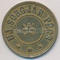 DN "Új Sörgyár Pécs / 1/2 Liter" sárgaréz bárca T:2 karc