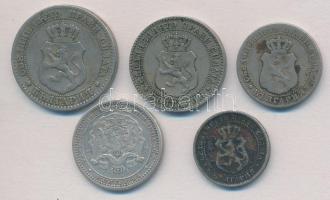 Bulgária 1883-1888. 2 1/2s-50s (5xklf) T:2,2-
Bulgaria 1883-1888. 2 1/2 Stotniki - 50 Stotniki (5xd...
