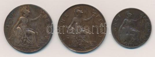 Nagy-Britannia 1908. 1/2p Br + 1913. 1p Br + 1920. 1p Br T:2-3
Great Britain 1908. 1/2 Penny Br + 1...