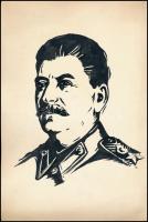 Jelzés nélkül: Sztálin portré. Tus, papír. 19x31 cm