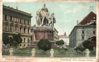 Pozsony, Pressburg, Bratislava; Mária Terézia szobor. Bediene dich allein / Maria Theresia Denkmal / Maria Theresa statue (kopott sarkak / worn corners)