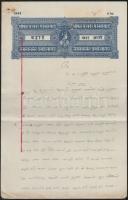 1943 India, adóív illetékbélyeggel / India tax sheet with document stamp