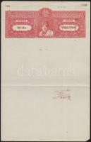 cca 1943 India, Jodhpur állam adóív 50 Rupia illetékbélyeggel / India tax sheet with document stamp