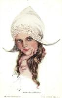 Miss Knickerbocker, girl, art postcard, Reinthal & Newman No. 183. s: Harrison Fisher