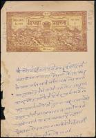 cca 1943 India, 4Annás benyomott adóív / India tax sheet