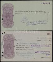1977 India, Hundi állam 2 rupia, 50 Paisa + 1961 5 rupia váltó / India bill pf exchanges