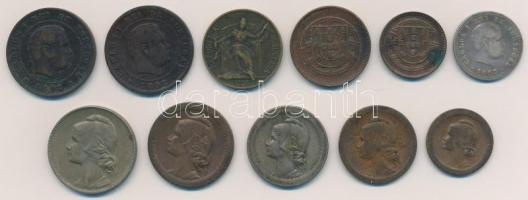 Portugália 1892-1926. 11db-os fémpénzt tétel T:2-3 Portugal 1892-1926. 11pcs of coins C:AU,XF