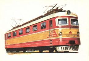 36 db modern használatlan mozdonyos motívumlap 2 db képeslap füzetben, Képzőművészeti Alap kiadása /...