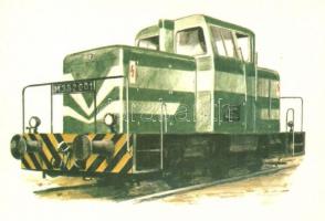 36 db modern használatlan mozdonyos motívumlap 2 db képeslap füzetben, Képzőművészeti Alap kiadása /...