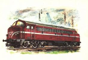 36 db modern használatlan mozdonyos motívumlap 2 db képeslap füzetben, Képzőművészeti Alap kiadása /...