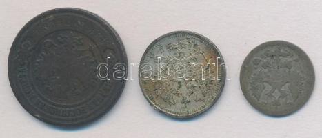 Orosz Birodalom 1903. 2k Cu + 1905. 5k Ag + 1916. 10k Ag T:2,2- foglalatnyom peremen
Russian Empire...