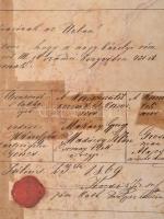 cca 1850-1940 Érdekes papírrégiség tétel: Útlevél, viaszpecsét, illetékbélyeg, fotók, képeslapok