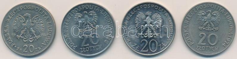 Lengyelország 1974-1978. 20Zl Cu-Ni (4xklf) emlékkiadások T:1,1-
Poland 1974-1978. 20 Zlotych Cu-Ni...