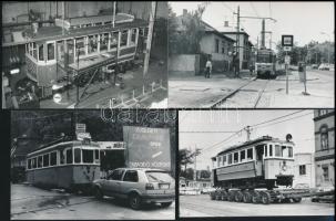 Budapesti villamosok vegyes tétele, 13 db vintage fotó, 6x9 cm és 10x15 cm között