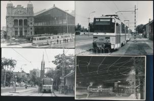Budapesti villamosok vegyes tétele, 13 db vintage fotó, 6x9 cm és 10x15 cm között