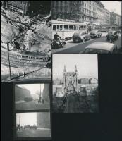 Budapesti villamosok vegyes tétele, 13 db vintage fotó, 6x9 cm és 10x15 cm között