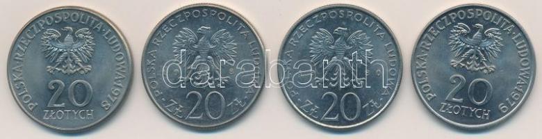 Lengyelország 1978-1980. 20Zl Cu-Ni (4xklf) emlékkiadások T:1,1-
Poland 1978-1980. 20 Zlotych Cu-Ni...
