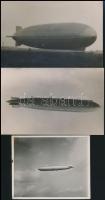 cca 1930 Zeppelin, 3 db vintage fotó + 2 db mai nagyítás, 8,5x10,5 cm és 10x15 cm között