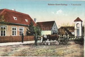 Balatonszentgyörgy, Falu részlete, utcakép ökörszekérrel